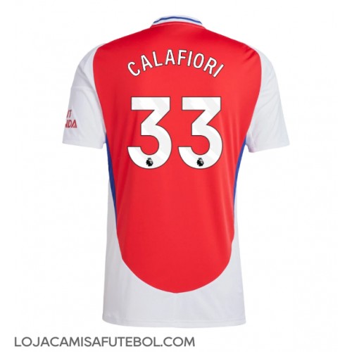 Camisa de Futebol Arsenal Riccardo Calafiori #33 Equipamento Principal 2024-25 Manga Curta